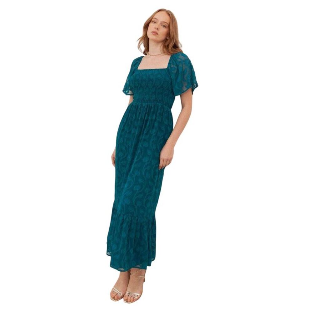 Lovedrobe Womens/Ladies Burnout Floral Square Neck Angel Sleeve Midaxi Dress / T